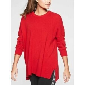 Athleta Wool-Cashmere Perspective Pullover Knit Sweater Red Women's Size XL